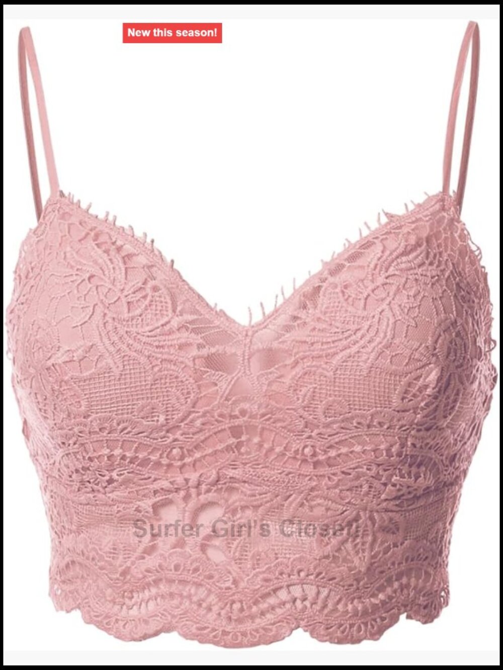 Lace Crop Top Bralette with Pads Wireless Adjustable Strap